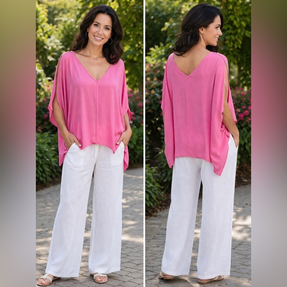 Tobi Pink Asymmetrical Blouse with Relaxed Fit